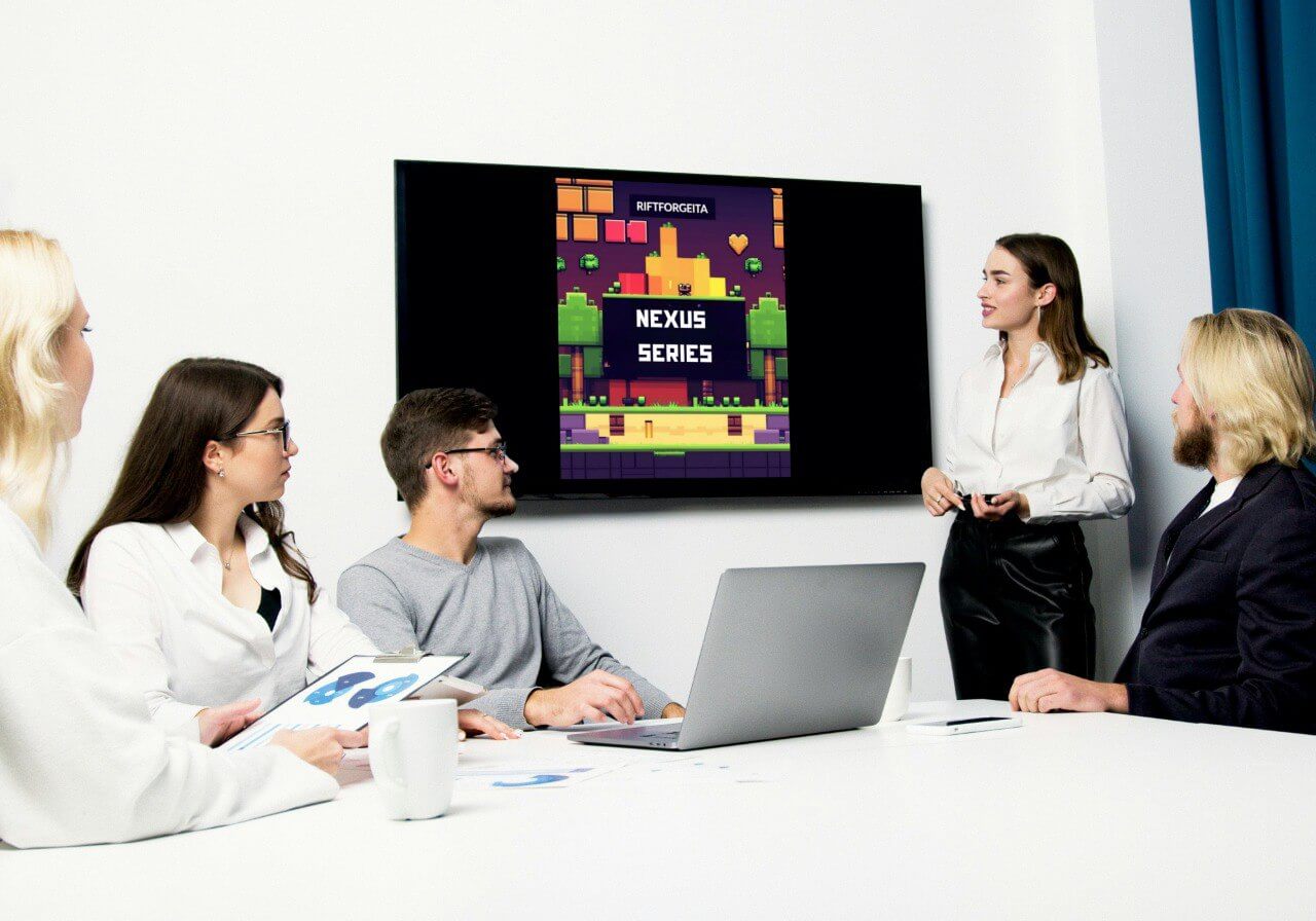 PC displaying Java game development course "Nexus Series"
