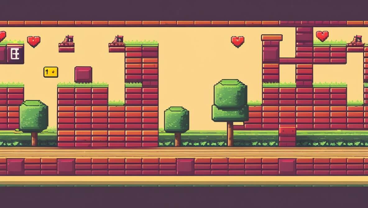 A  retro 2D pixel-art style game background.