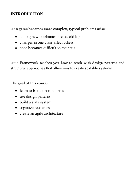 Text preview for the PDF course 'Axis Framework'