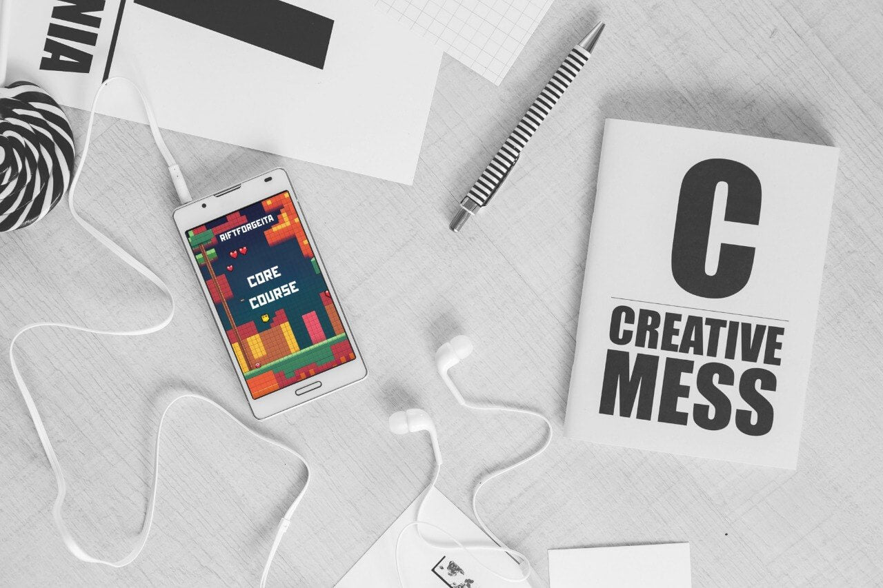 Smartphone displaying Java game development course "Core Course"