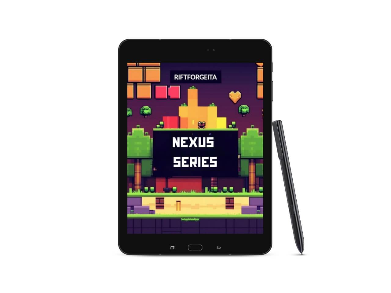 Tablet displaying Java game development course "Nexus Series"