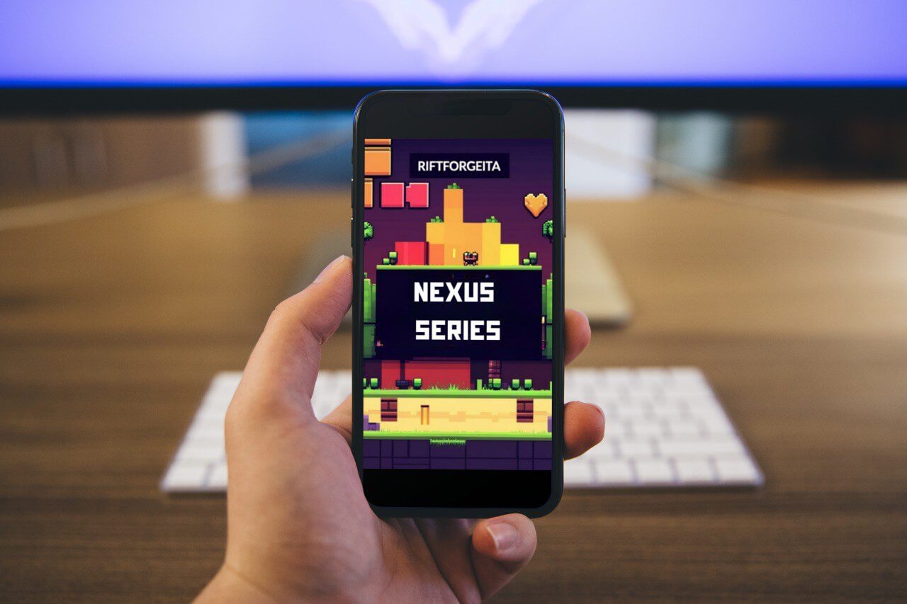 Smartphone displaying Java game development course "Nexus Series"